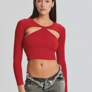 SER.O.YA Sierra Keyhole Cutout Crop Top Red Size S